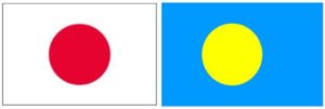 日本国旗とパラオ国旗